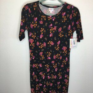 LuLaRoe XSmall JULIA Dress Solid Black Butterfly
